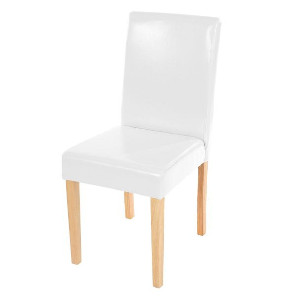 Chaise de salle à manger Mendler Littau, chaise de cuisine, cuir, blanc, pieds légers, 74392