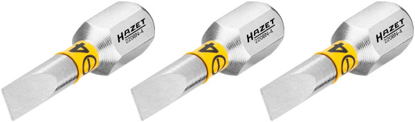 Embout Hazet, six pans plein 6,3 (1/4 pouce), profil fendu, 0,5 x 4 mm, nombre d'outils : 3, 2208N-4/3