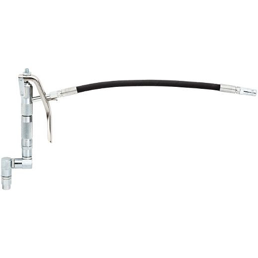Pistolet à graisse ELMAG avec tube flexible, joint pivotant triple IG 1/4', avec tête de graissage à 4 mors, 33172