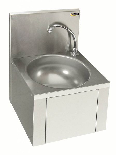 Lave-mains SOFINOR, cuve ronde Ø 305 mm x 150 mm, mitigeur avec paroi arrière, LMASB