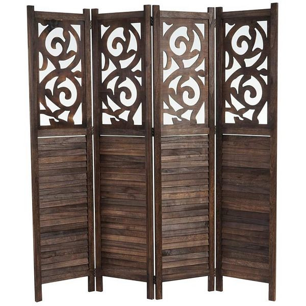 Mendler Paravent Istanbul, cloison de séparation, paravent, ornements, 170x160cm, marron, 45825