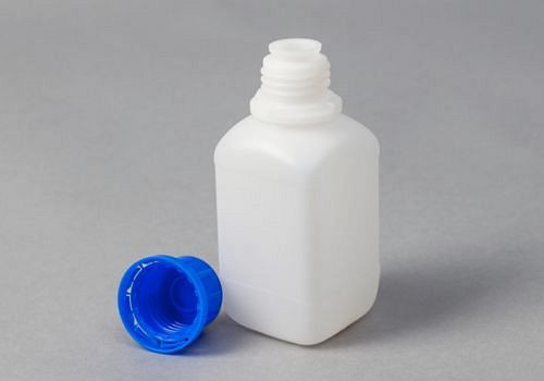 Flacons à col étroit DENIOS en HDPE, carrés, naturellement transparents, 250 ml, UE : 30 pièces, 257-547