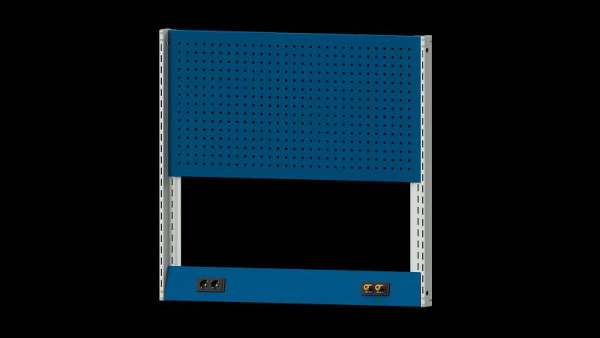 Structure de base des établis ANKE structure du système, 1250 x 107 x 1200 mm, RAL 7035/5010, double prise et double air comprimé avec raccords rapides, 340.360