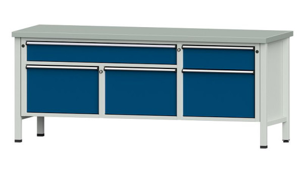 Établis ANKE Établi en caisson, modèle 280 V, 2000 x 700 x 840 mm, RAL 7035/5010, ZBP 40 mm, 304.512