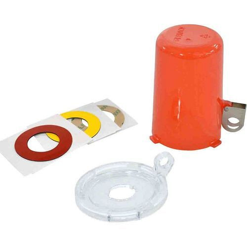 Serrure à bouton-poussoir DENIOS, rouge, H 79,60 x ∅ : 73,80 mm, 312015