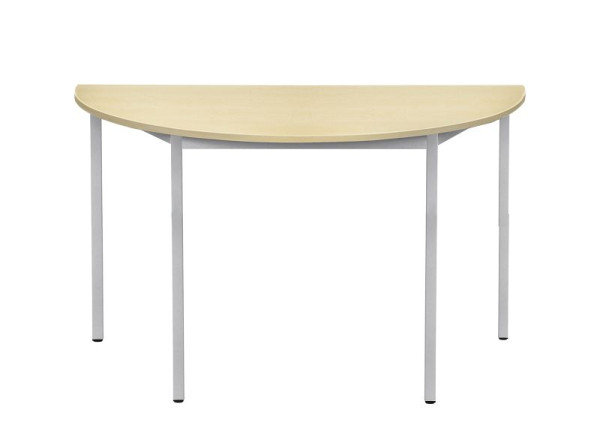 Table polyvalente Bisley MULTI Desking, demi-ronde 19 mm, décor érable MP, structure aluminium, H 740 x L 1400 x P 700 mm, MTH1407MP300
