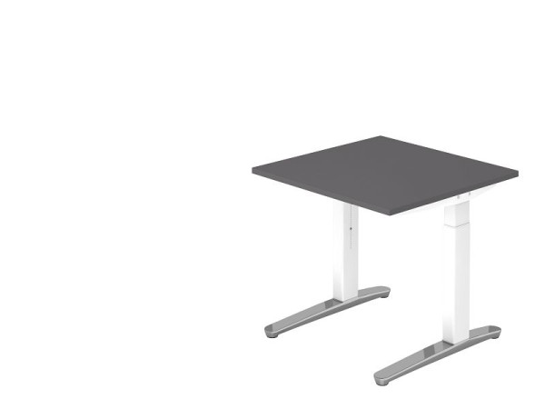 Bureau Hammerbacher pied C 80x80cm graphite/blanc/aluminium poli, VXB08/G/WC