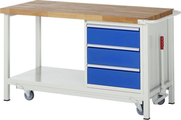 Etabli RAU avec châssis abaissable série 8000, 3 x tiroirs, 1500x880x700 mm, 05-8157A6-157B4F.11