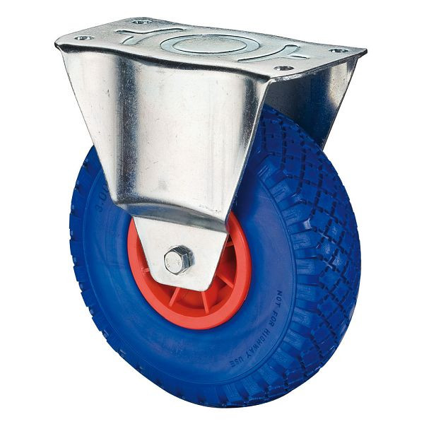 Rouleau de transport BS rollers, rouleau fixe, largeur de roue 85 mm, roue Ø 260 mm, 160 kg, pneus polyuréthane bleus, plastique rouge, roulement à rouleaux, L410.D16.260