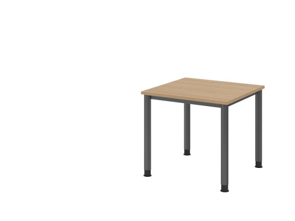 Bureau Hammerbacher HS08, 80 x 80 cm, plateau : chêne, épaisseur 25 mm, structure 4 pieds en graphite, hauteur de travail 68,5-81 cm, VHS08/E/G