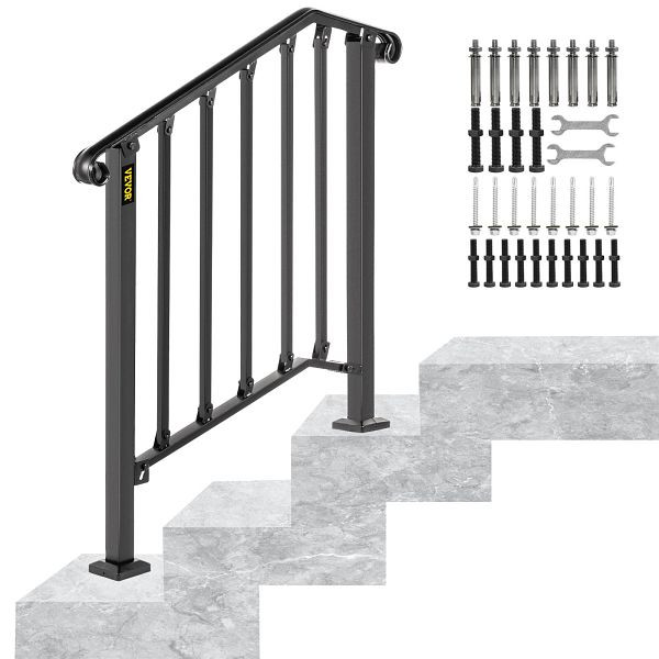 VEVOR rampe d'escalier rampe d'entrée pour 2 ou 3 escaliers, LTFS2H3BHSTL00001V0