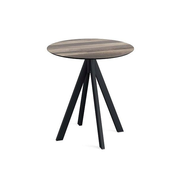 Table de terrasse VEBA Infinity structure noire + Bois Tropical HPL Ø70 cm, 120011270
