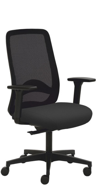 Mayer Sitzmöbel chaise pivotante, piètement en plastique, accoudoirs 3D, réglage de la profondeur d'assise, noir, tissu, 2228_AV3D_SYM++_30617