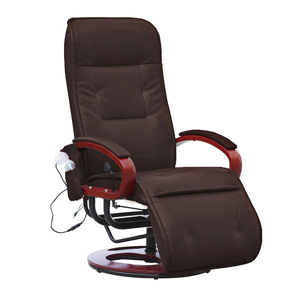 Fauteuil de relaxation Mendler ARLES II, fauteuil de relaxation AVEC massage, fauteuil de massage, simili cuir, café, 17097