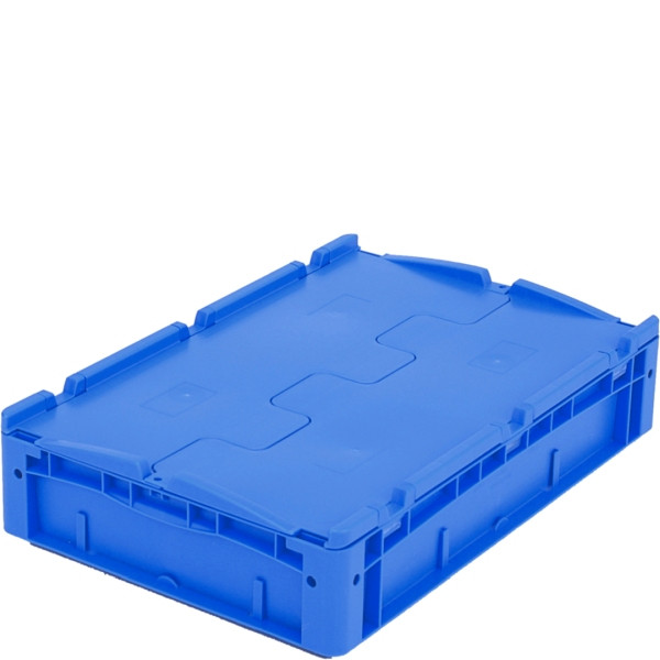 BITO Euro bac gerbable XL couvercle/patte /XLD64121D 600x400x120 bleu, couvercle double fond, C0292-0021