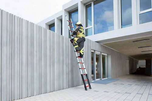 Krause échelle télescopique Rescue Line, aluminium, 13 échelons, rouge, 305103