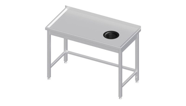 Etabli Stalgast sans base, 1200x700x850 mm, avec trou d'évacuation à gauche, avec dosseret, soudé, VAT12717LA