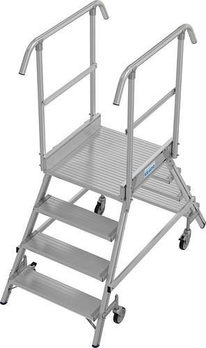 Échelle à plateforme Krause en aluminium, mobile, 2 x 4 marches, grimpable des deux côtés, conformément à EN 131-7, 312171