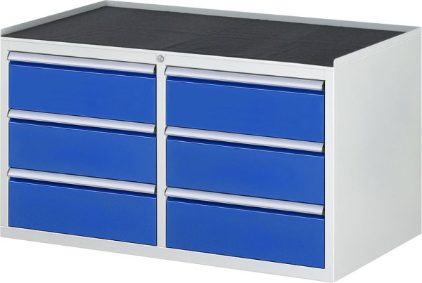 Armoire à tiroirs RAU série 7000, L1145xP650xH645mm, gauche : tiroirs : 3xH180mm, droite : tiroirs : 3xH180mm, support métallique, 03-LL3.0.0A-MT.11