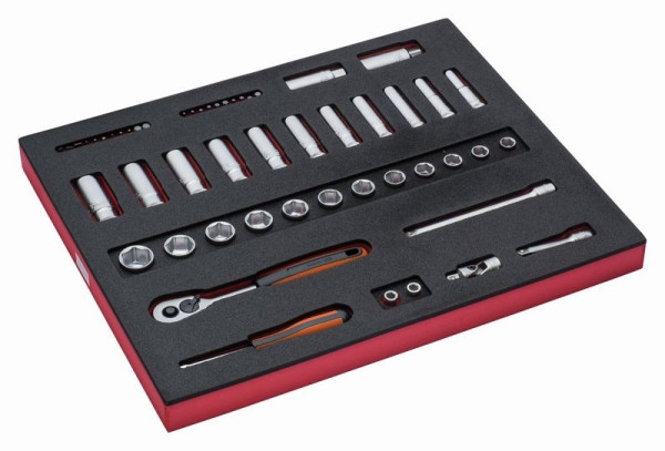Insert Bahco 2/3, clé à douille + accessoires 3/8", 38 pièces, FF1F2103