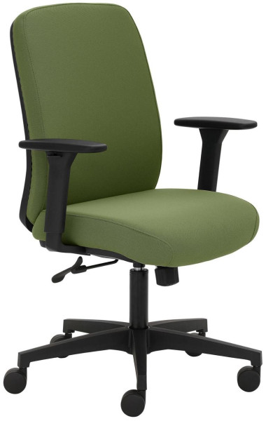 Mayer Sitzmöbel chaise pivotante, dossier bas, assise et dossier rembourrés, accoudoirs réglables en hauteur noir, vert fougère, 2219_AV1D_30613