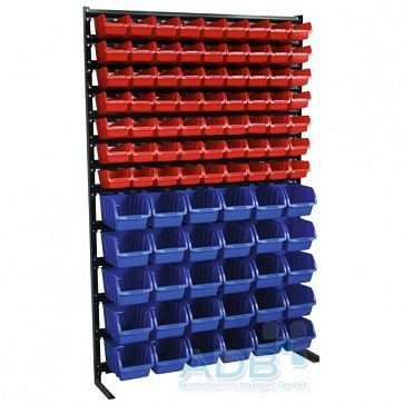 Magasin de petites pièces ADB avec 93 boîtes de rangement, dimensions complètes LxPxH : 1650x1114x350 mm, couleur du corps de base : gris anthracite (RAL 7016), 85250