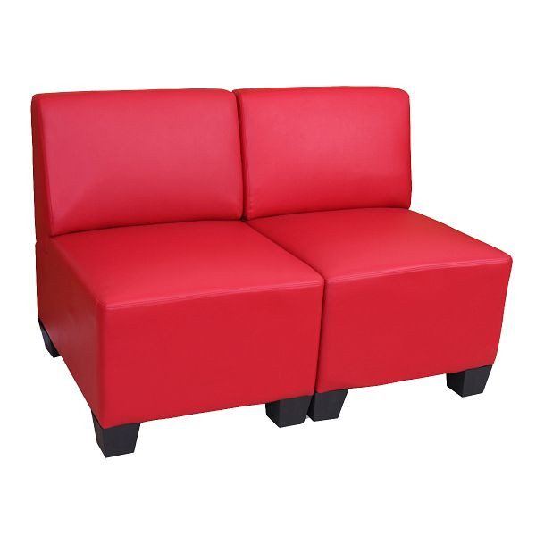 Mendler Canapé modulaire 2 places Couch Lyon, simili cuir, rouge, sans accoudoirs, 2x21691