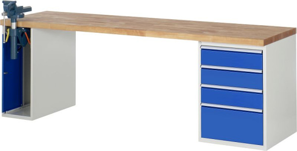Etabli RAU série 7000 - modèle 7510-2, L2500 x P700 x H890 mm, base système L2500 x P650 x H850 mm, 03-7510A2-257B4M.11