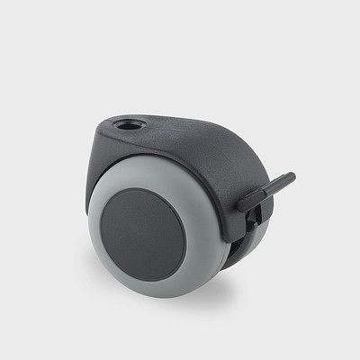 Roulette pivotante TENTE-ROLLEN avec frein, roue Ø 50 mm, capacité de charge 40 kg, hauteur hors tout 54 mm, A 87 Shore, AA25PJI050L51-10