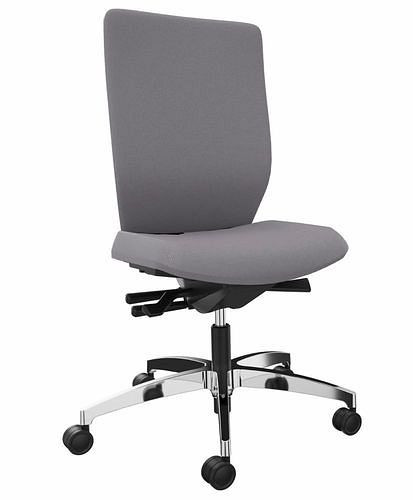 DENIOS Stilo ES chaise de bureau opérateur, technologie Syncro 3D balance, piètement en aluminium, gris, 292426