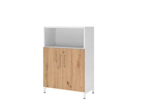 Hammerbacher étagère/portes, 3OH, base, blanc/chêne astre, VFW38T2KU/W/R/BS