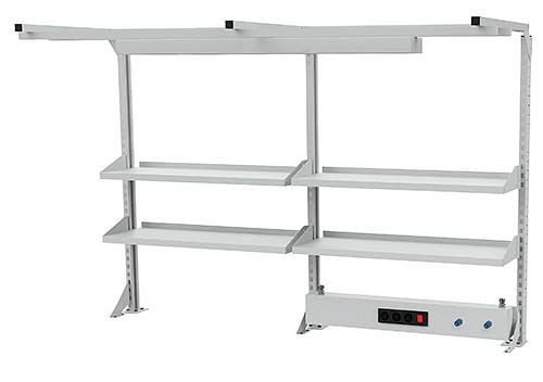 Structure multi-parois Bedrunka+Hirth avec cadre supérieur, 1x canal d'énergie, 4x étagères, dimensions en mm (LxH) : 2000 x 1250, 03.900.20.23