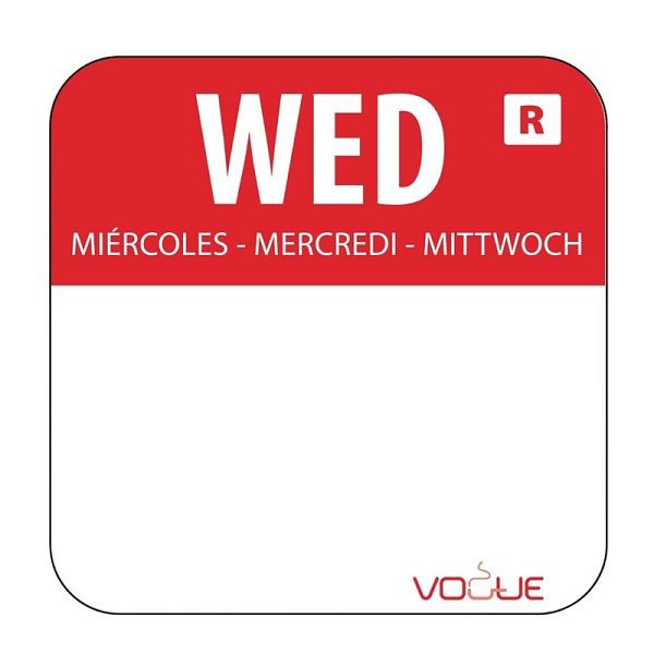 Autocollant code couleur Vogue Mercredi rouge, UE : 1000 pièces, L933