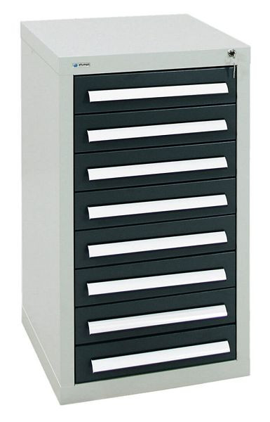 armoire à tiroirs émoussés série T-100/35-1, RAL 7035/7016, 8 tiroirs (8x100mm), 8151171