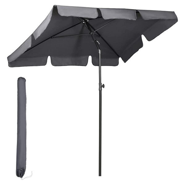 Parasol de balcon rectangulaire Sekey® 200 × 125 cm avec housse de protection, couleur : gris, 39921377