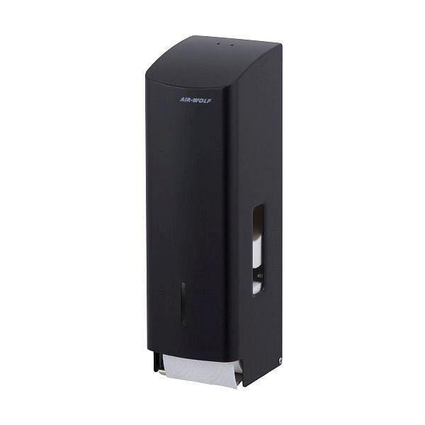 Distributeur de papier toilette Air Wolf pour 3 rouleaux ménagers, série Alpha, H x L x P : 377 x 119 x 130 mm, acier inoxydable noir mat, 60-103