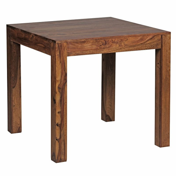 Wohnling table à manger MUMBAI bois de Sesham massif 80 cm design style maison de campagne marron foncé, WL1.319