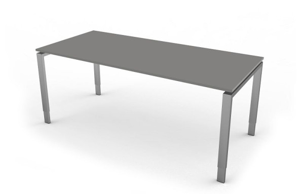 Bureau Kerkmann avec structure à 4 pieds, forme 5, L 1800 x P 800 x H 680-820 mm, graphite, 11415212
