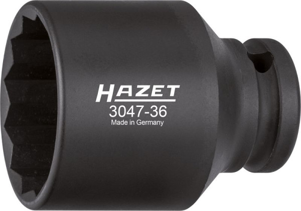 Impact Hazet, douille tournevis machine, double hexagone, carré creux 12,5 mm, 36 mm, 3047-36