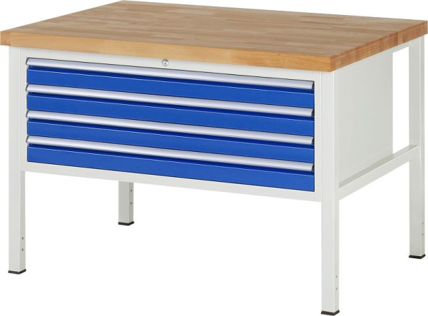 Etabli RAU série 8000 - modèle 8333, L1250 x P900 x H840-1040 mm, base système L1235 x P850 x H800-1000 mm, 03-8333A2-129B4H.11