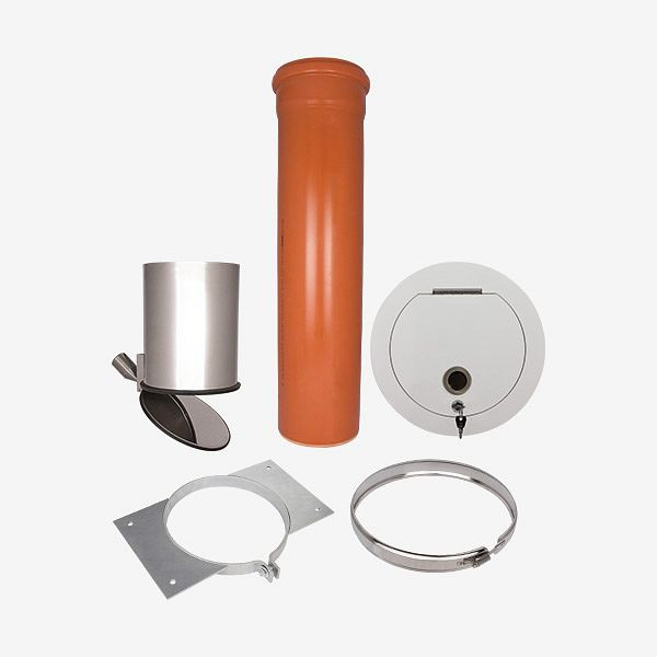 Système d'évacuation du linge HKW, kit complet 1, PVC, longueur de tige : 1,30 mètres, Ø 250 mm, 22505N
