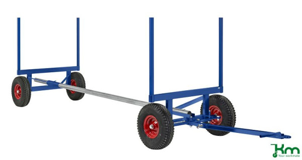 Wagon long Kongamek, bleu, 4000 x 1270 x 640 mm, pneumatiques avec jantes en plastique, KM125