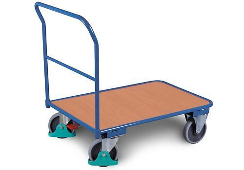 Chariot à barre de poussée DENIOS DENIOS classic-line en acier, TPE, 1000 x 695 mm, 400 kg, 258-216