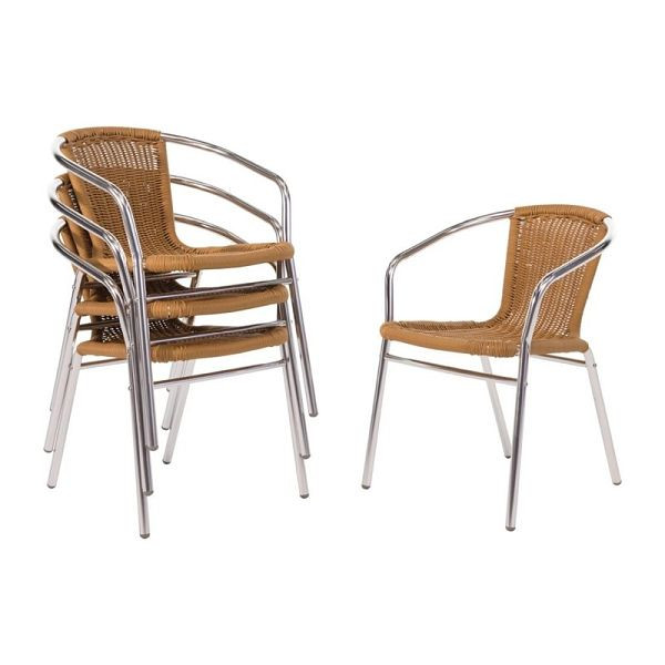 Chaises en rotin Bolero avec accoudoirs en aluminium naturel, UE: 4 pièces, U422