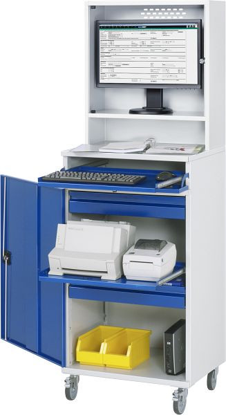 Armoire informatique RAU - modèle 66, L650 x P520 x H1895 mm, boîtier moniteur L650 x P250 x H710 mm, 07-650-M66-MG2F.11