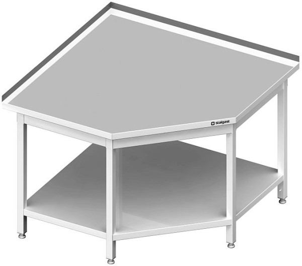 Table de travail d'angle Stalgast avec base, 700x700x850 mm, avec dosseret, soudée, VAT07718A