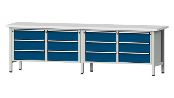 Établis ANKE Établi en caisson, modèle 108 V, 2800 x 700 x 840 mm, RAL 7035/5010, KSP 40 mm, 301.448