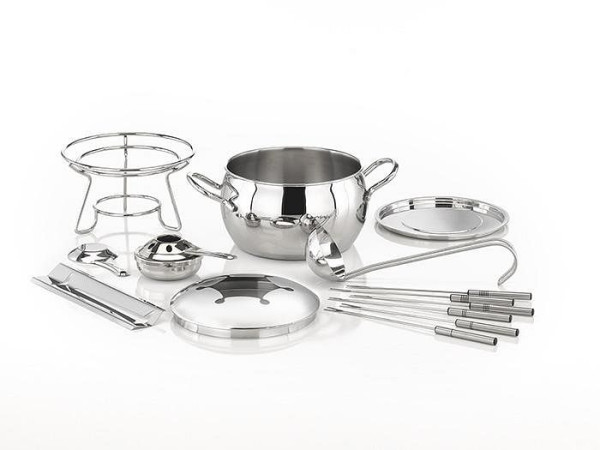 Service à fondue APS et service à feuerzangenbowle, Ø 22 cm, hauteur : 23 cm, 2,2 litres, acier inoxydable, polypropylène, 65060