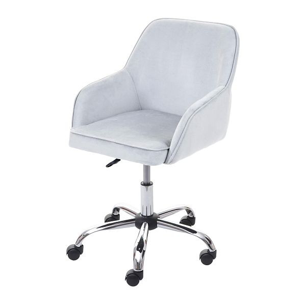 Chaise de bureau Mendler HWC-F82, chaise de bureau, chaise de direction, chaise pivotante, velours design rétro, gris, 70584