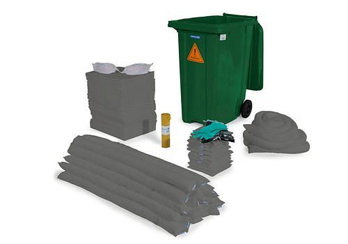 Kit d'urgence DENSORB en conteneur roulant B 36, vert, version universelle, 267-667